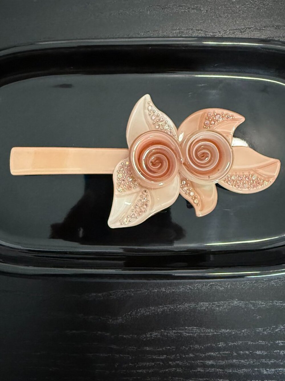 C$35 Retail Korean Hand Made Rose Flower Hair Clip Blush Pink Acetate Barrette